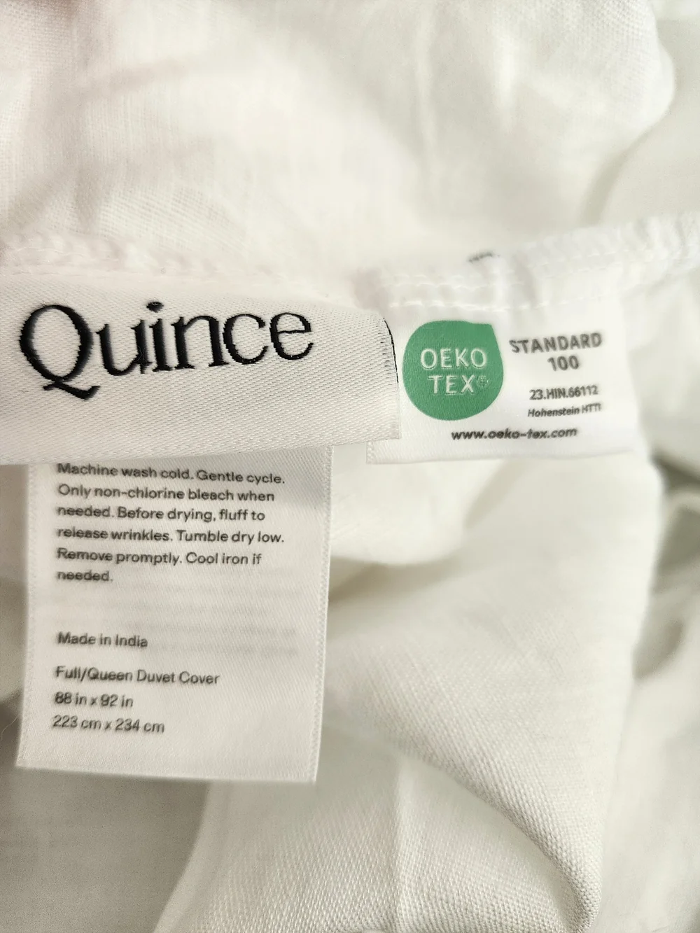 Quince European Linen Duvet Cover Set White Full Queen + 2 Shams